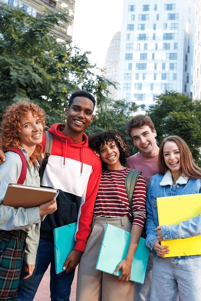 group diverse cheerful students holding 600nw 2661732245